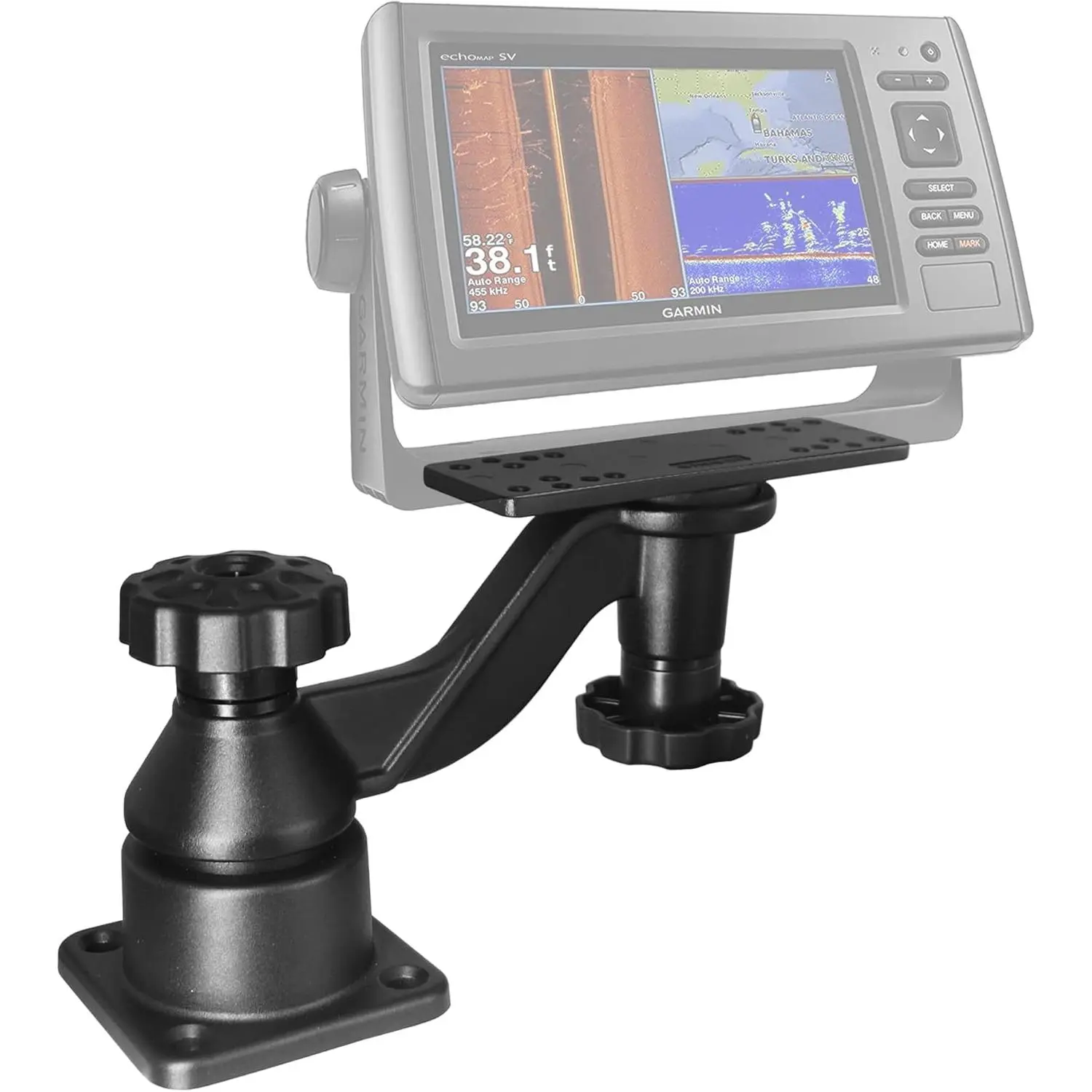 Aluminium Fish Finder & Chartplotter Mount, Reinforced Horizontal Swing Arm Marine  Mount for 5" to 12" Screens, Compatible with , Lowrance, Humminbird and More Depth Finder