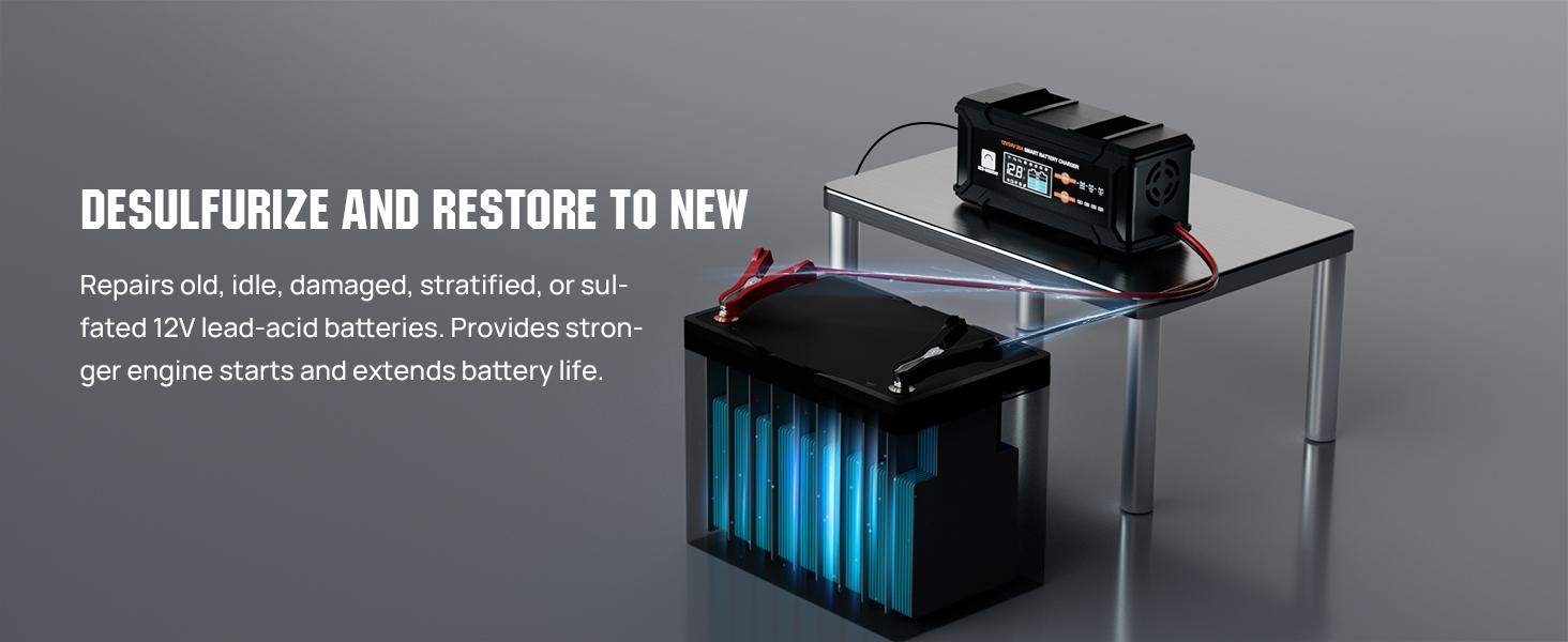 ECO-WORTHY 12V/24V 20A Automatic LCD All-in-1 Battery Charger Solution for Lithium LiFePO4 & Lead Batteries, 14.6V Output, 15V Pulse Repair, 0V Activation, Overcharge Protection for Home Electrical Power Supplies, Motorcycles
