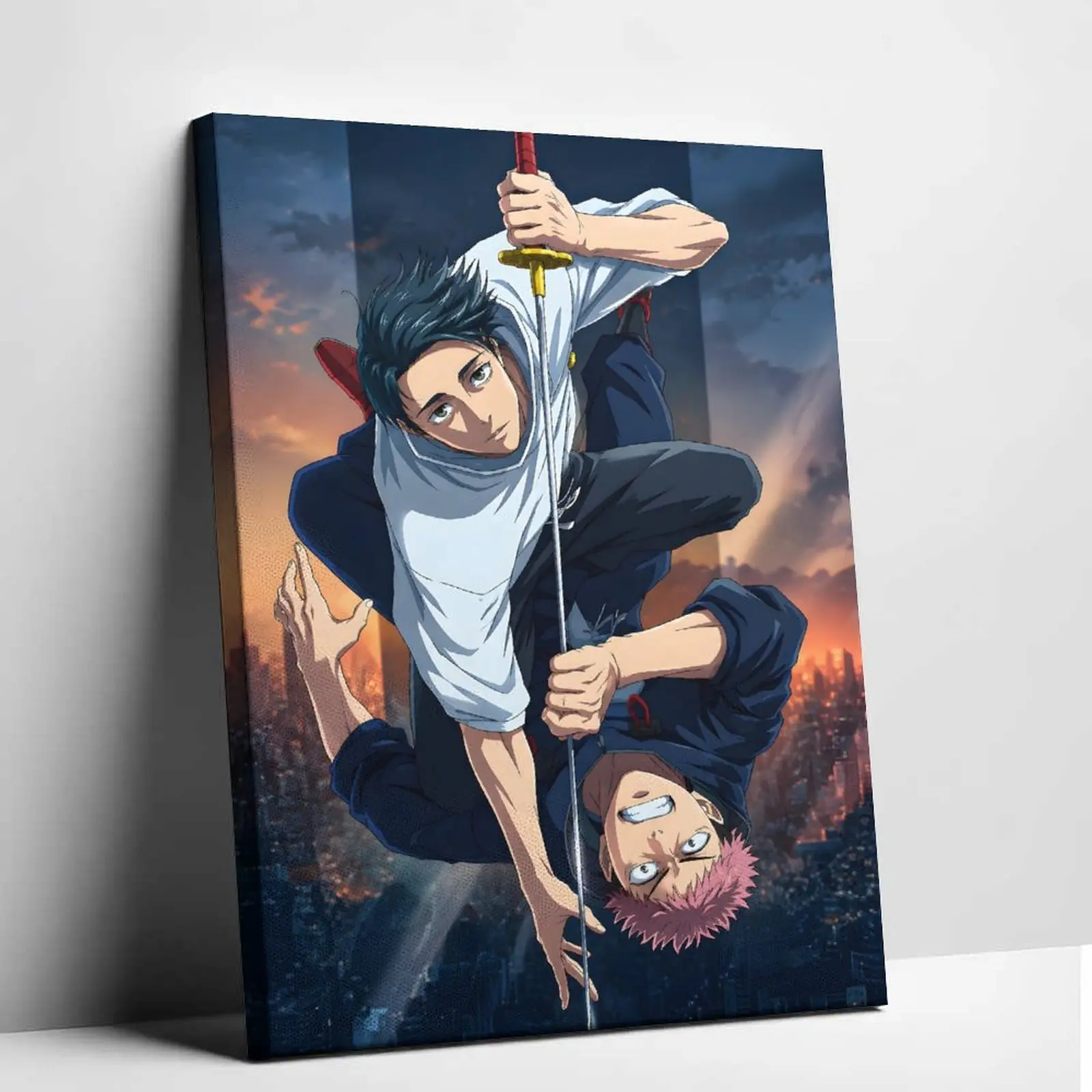 JJK Anime Poster Wall Decor - Jujutsu Kaisen Character Framed Print, Gaming Room Bedroom Home Decor