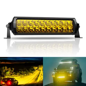 Amber LED Light Bar Double Row Super Bright Spot Flood Combo LED Work Light Driving Fog Lamp for Pickup 4x4 Off Road Truck ATV UTV SUV Boat 9-36V IP68 IP69K Waterproof