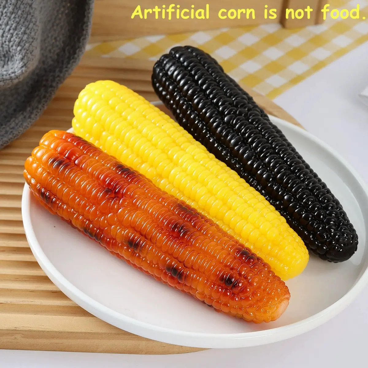 Fake Corn Model Simulation Artificial Corn Prop, Realistic PU Fake Vegetable for Kitchen Display, Photography Props, Home Table Decor, Thanksgiving Harvest Party Decoration