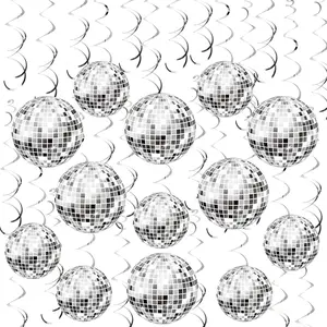 54 count Disco Party Decorations Disco Ball  Swirls 70s Party  Swirls Ceiling Decor for Disco Fever Party 70s Hippie Birthday Party Favors Supplies