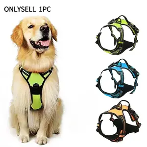 Comfort Reflective Dog Harness, No-Pull Vest Harness for Medium Large Dogs, Breathable Mesh Padded Harness with Leash, Outdoor Walking Training Gear, Durable Reflective Harness