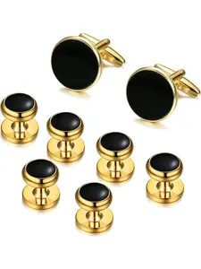Mens Stainless Steel Cuff Links & Studs Set, Cufflinks for Tuxedo, Formal Shirt Accessories for Weddings & Business
