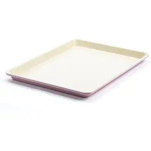 18" x 13" Half Cookie Sheet Baking Pan, Non-Toxic PFAS-Free Healthy Nonstick, Oven Safe to 450°F, Easy Release, Even Heating, Easy, Pink