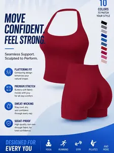 Buttery Soft 2-Piece Workout Set, High Waist Shorts & Halter Tank, All Day Comfort, Ideal for Fitness & Daily Wear