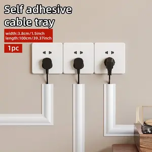 1 Roll 1-meter/39.37-inch Concealed Floor Cable Manager, Self-adhesive PVC Cable Protector, Surface Mounted Wall Decorative Cable Tray, with Seam Cover and Self-adhesive Function, Suitable for Modern Home Decoration
