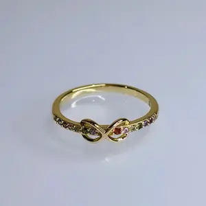 Infinity Design Colorful Ring - 14k Laminated Gold, Features Colorful Stones, High-Quality Finish, Designed for Daily Wear