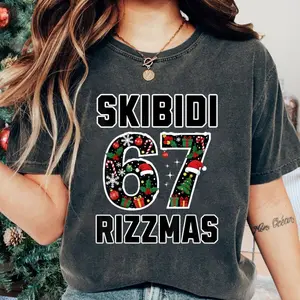 Skibidi Rizz Christmas 67 Sweatshirt, Funny Skibidi Meme Shirt, 67 Rizzmas T-Shirt, Funny Six Seven Meme Tee