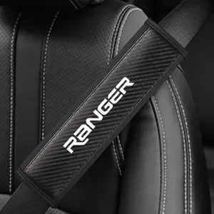 Ford Ranger Seat Belt Shoulder Cover, PU Leather & Carbon Fiber Stripes, Car Interior Decoration, Enhances Driving Comfort, Available in 1pc/2pcs