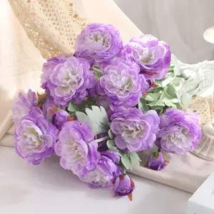 Lush Realistic Artificial Ranunculus Bouquet Elegant Home Dining Table Decor Vibrant Photo Prop Long-Lasting Faux Flower Arrangement