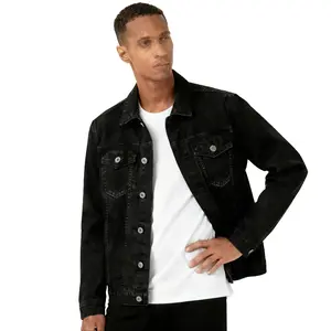 YXLUOKY Men's Dark Denim Jacket with Flap Pockets – All-Season Menswear Outfit Classic Jean Cloth for Fall Winter Christmas New Year Street Style