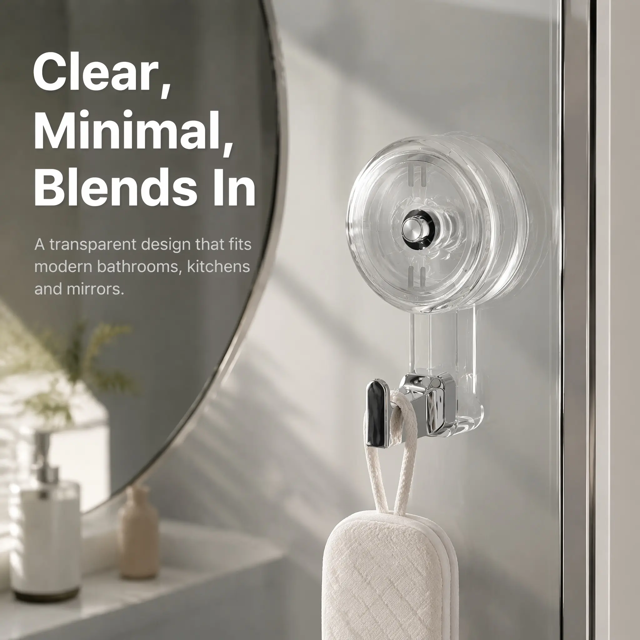 2-Pack Heavy Duty Twist Lock Vacuum Suction Hooks, Renter-Friendly No-Drill Waterproof Removable Rotating ABS PVC PC TPU Wall Hooks for Bathroom Tile with No Residue