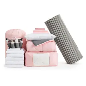College Dorm Bedding Pack - Twin XL Bed in a Bag - Rose Quartz/Charcoal Color Set