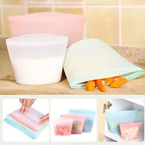3Pcs Reusable Silicone Food Storage Bags - Refrigerator Leak-proof - Ideal for Fresh Fruit and Vegetable Preservation