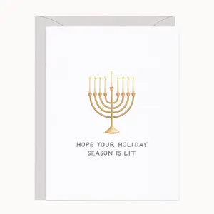 Lit Menorah Hanukkah Card