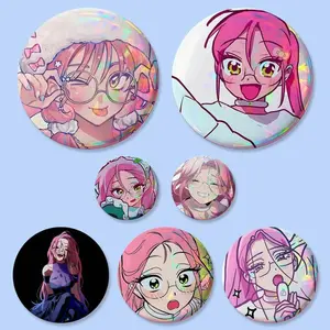 Cute Girl Mizi Alien Stage Badges 25 32 44 58 75 Mm Round Cosplay Pin Bag Decor Fans Collect Friends Gifts Brooch Souvenir