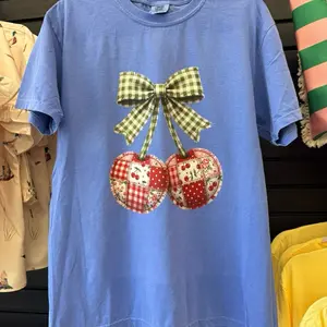 Cherries patchwork Flo Blue Comfort Color Tshirt  T-shirt, Summer Tshirt, Trendy Tshirt, Viral Tshirt,