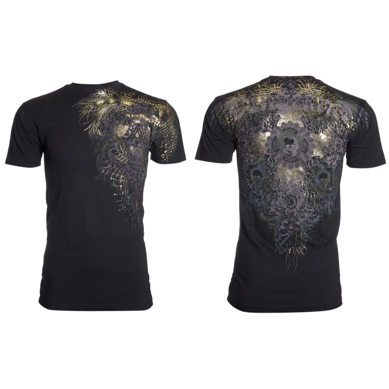 ARCHAIC Men's Discordiae Graphic Tee, Casual 100% Cotton Short-Sleeve Crewneck with Front & Back Print, Made in USA, Shirt