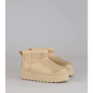 Snow Glow Platform Rhinestone Booties