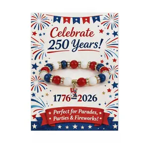 America 250th Anniversary Bracelet, 1776-2026 Patriotic Beaded Bracelet, 4th of July Gift