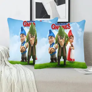 2Pc, Sherlock Gnomes poster, printed pillow cover, soft decorative pillowcase, double-sided printing, polyester, machine washable, zipper opening and closing, suitable for living room, bedroom, sofa, bed decoration, gift must choose