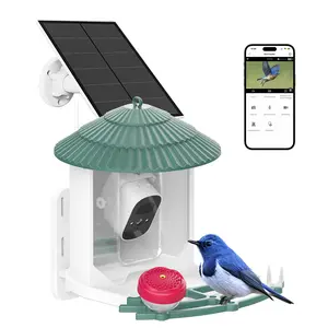 Smart Bird Feeder with Camera, 2.5K HD Camera with Solar Panel, Automatic Bird Video Capture and Motion Detection (with Night Vision), Waterproof and Dustproof with Built-in Microphone (Blue)