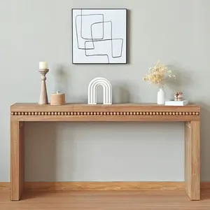 Concepts Natural Wood Beaded Neutral Console Table