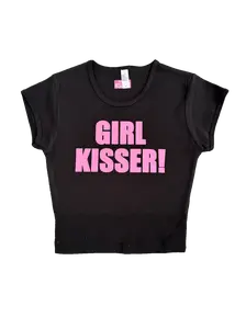 Girl Kisser WLW femme Crop Top Graphic Shirt Pride Funny Cute Girly Aesthetic