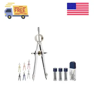 Professional Compass for Geometry, Extra Lead, Metal Compass