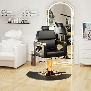 Baasha Barber Chair with Removable Headrest, Heavy-Duty Comfortable Reclining Salon Chair with Durable Steel Frame, Luxury Elegant Design Stylist Chair, Weight Capacity 440 lbs