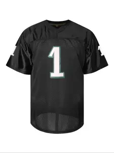 Men's Letter & Number Print V Neck Football Jersey, Vintage Loose Rugby Jersey, Classic Throwback Jersey, Casual Sporty Top for Fall & Winter