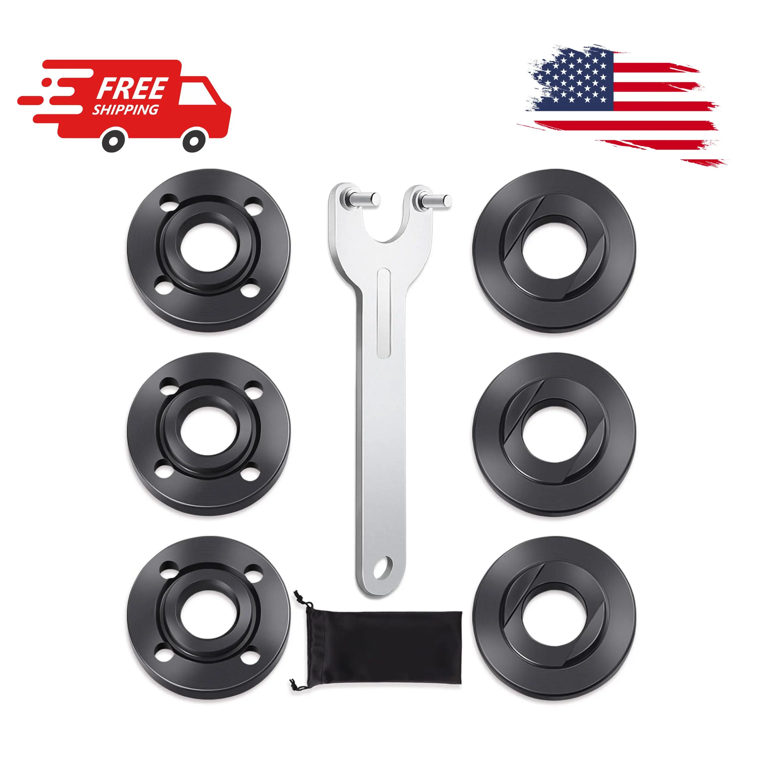 7PCS Angle Grinder Nut Angle Grinder Flange Wrench, Premium Flange Metal Lock Nut with Storage Bag