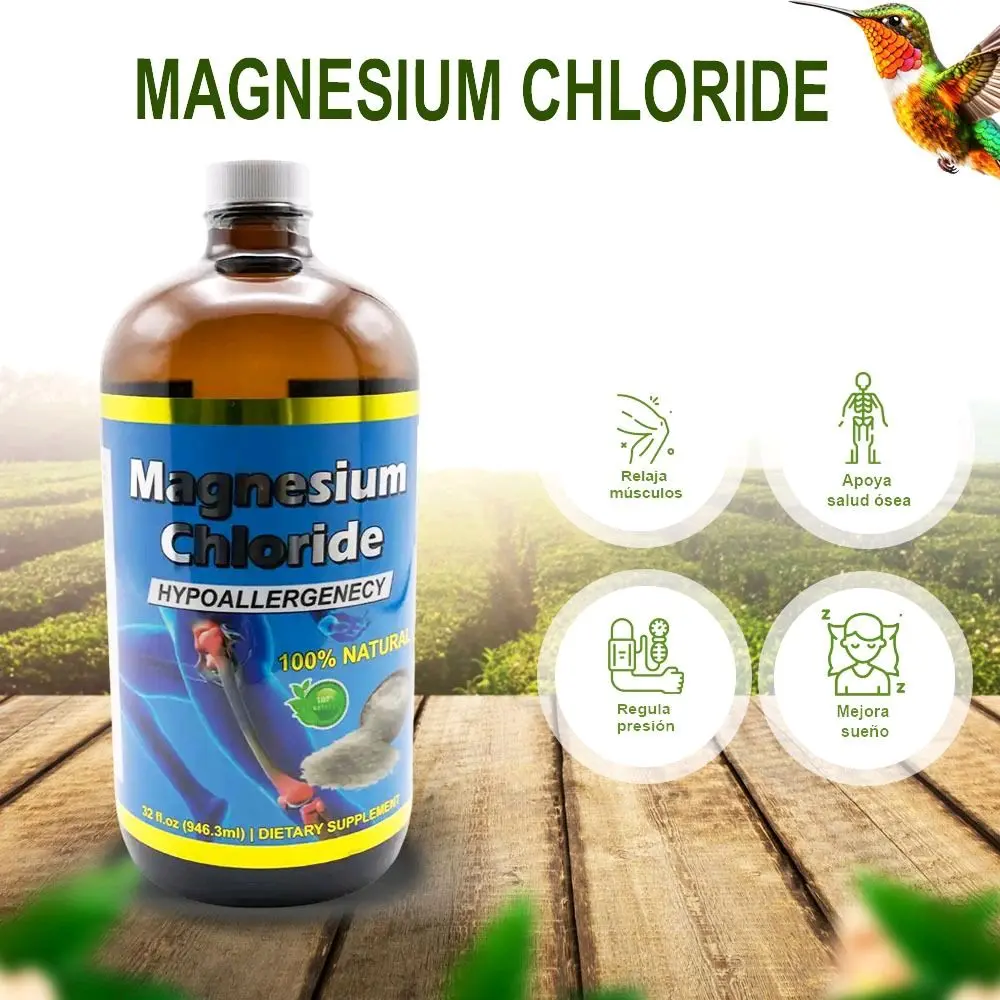 100% Natural Nature Liquid Magnesium Chloride Dietary Supplement Bottle, 32 fl. oz (946.3 ml) - Supports Bone Health, General Wellness