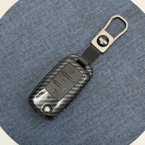 Carbon Fiber Texture Car Key Case for VW Volkswagen Polo Tiguan Passat B5 B6 B7 Golf 4 5 6 MK6 Jetta Lavida For Skoda Octavia