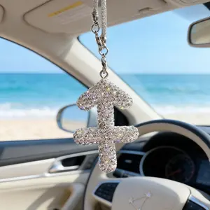 Blingbling Zodiac Car Mirror Charm, Unique Personality Rearview Mirror Pendant, Elegant Girls' Car Accessory, Stylish Dashboard Decoration
