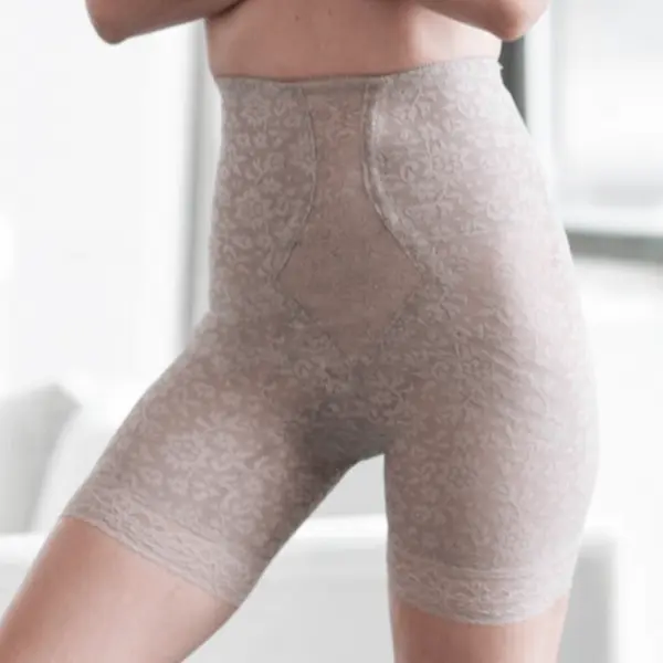 Women's Rago Extra Firm High Waist Body Contouring Leg Shaper - Nylon Fabric, Flat Bottom, Lace Accent Shapewear, Compression Leg Shaping Shorts, Pull On