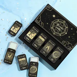 Fuitrtall Unisex Solid Cologne Travel Set (4 Pack) – Black-Gold Luxury Tins, Alcohol-Free, Citrus Air / Ocean Water / Warm Wood Fire / Herbal Earth, Easy Carry, Date Night & Daily Freshness, Ideal Gift 10g x 4