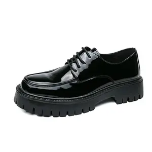 Men's fashionable PU leather shoes, one-piece loungewear shoes, casual loafers, elegant and lightweight casual shoes, men's business shoes, round-toed shoes.
