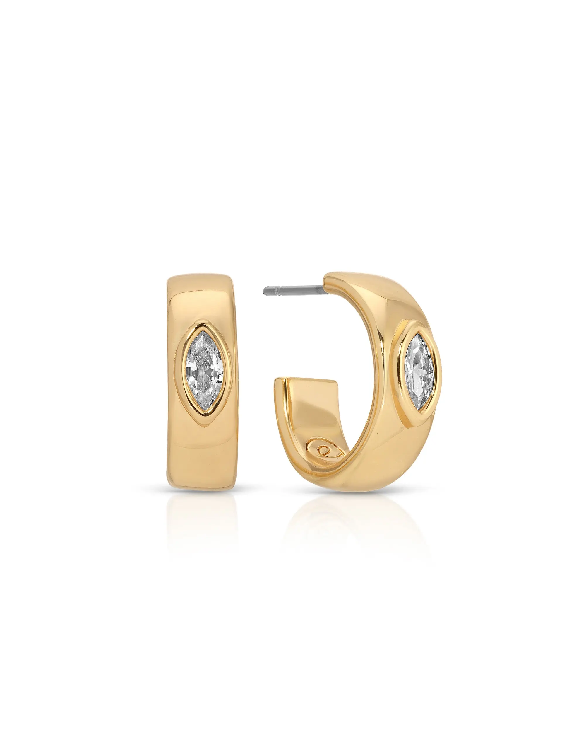 Small Marquise Crystal Hoops Tear Drop Earring Statement Earrings – 18K Gold Plated Cubic Zirconia Huggie Hoops for Women, Minimal Elegant Everyday Jewelry
