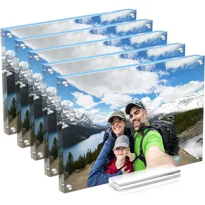 Picture Frame 4x6 Inch 5 pack,Clear  Photo Frames,Double Side Freestanding Pic Frame for Desktop Display,  Frame Bulk for Family,Office,Wedding