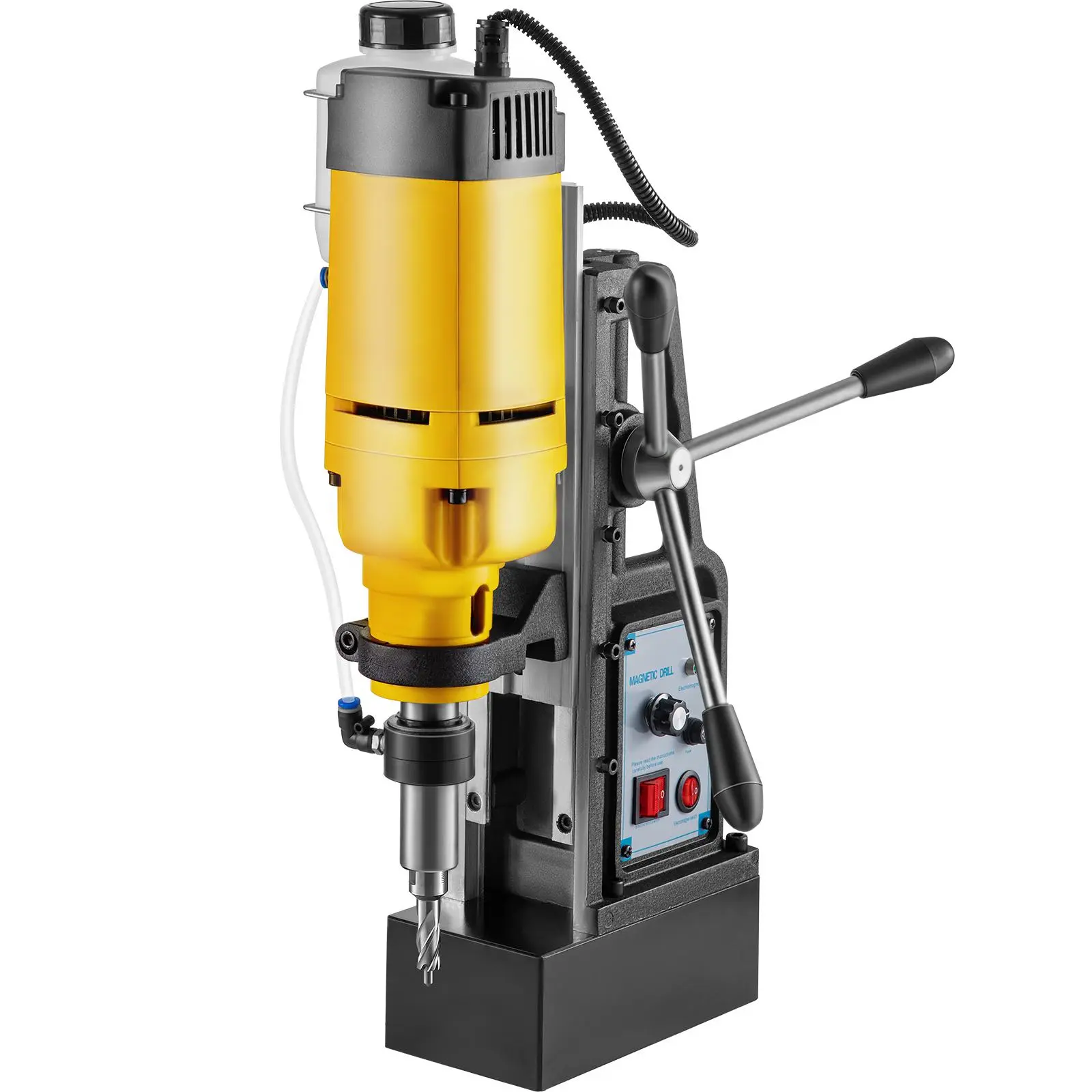 【summerfinds】VEVOR Mag Drill, 0-300 RPM Stepless Speed Electromagnetic Drill Press, 2\" Depth 2\" Dia Magnetic Core Drill, 2922lbf Boring Tool Drill Press, 1680 Watts Drill Press, Yellow and Black Drill Machine
