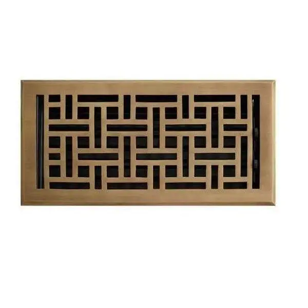 New Antique Brass 6" x 10" Wicker Style Solid Brass Floor Register by Signature Hardware