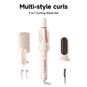 Myhox Automatic Curling Iron with Two-Way Rotation Anti-Scalding Anti-Tangling & Automatic Shutdown for Youth Pink Hair Care Styling Kit Curler