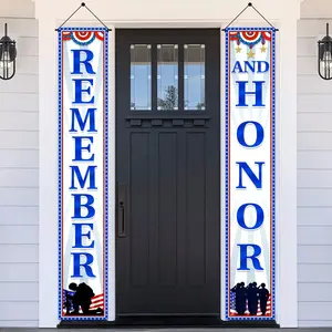 71" X 12" Memorial Day Banner, Memorial Day Decorations Door Banner, Remember and Honor Porch Banner for Memorial Day/4th of July/Veterans Day Patriotic Decorations