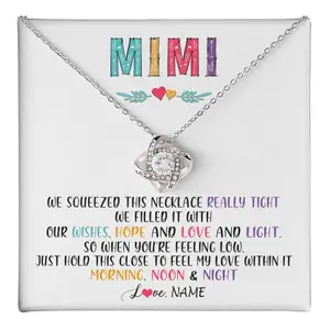 Personalized To My Mimi Necklace From Grandkids Granddaughter We Squeezed This Necklace Mimi Birthday Mothers Day Christmas Customized Gift Box Message Card, Necklace Gift Box Included, Perfect for Birthday Anniversary Valentine Graduation Gift Idea