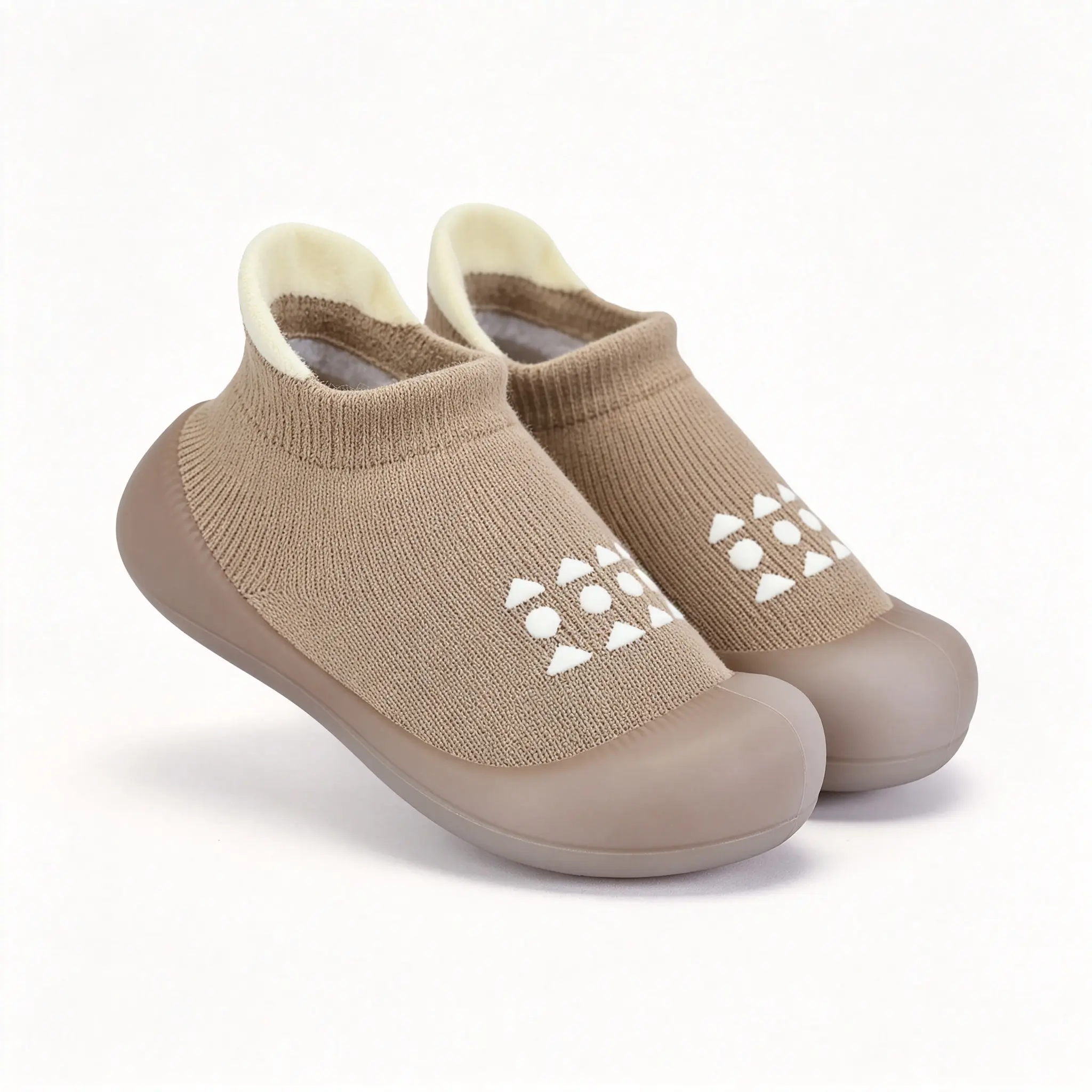 Baby & Toddler Slipper Sock Shoes, Breathable Combed Cotton Sneakers with Memory Foam Insole, Non-Slip Sole & Elastic Band for Ages 0 - 3 Years, Prop 65 Safe, Soft Rubber Sole, Unisex Wear, Anti-Collision Toe