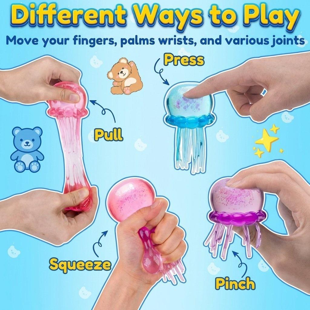 3 pack Squeeze Stress Ball & Ice Squeeze Cube, Sensory Fidget Toys for Anxiety and Stress Relief