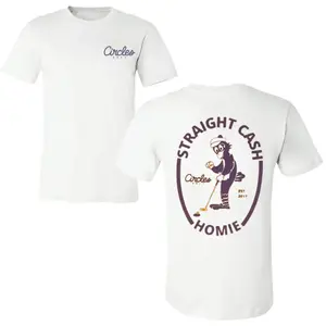 Straight Cash Homie Golf T-Shirt, Circles Golf Mascot Putting Back Print Tee, Funny Retro Golf Graphic Shirt with Clean Front Logo, Soft Cotton Blend Shirt, Cool Golf Apparel for Men and Women, Golfer Gift Idea