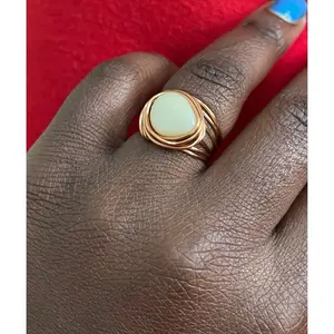 Tarnish Free Copper Wire/White Stone Bead Ring